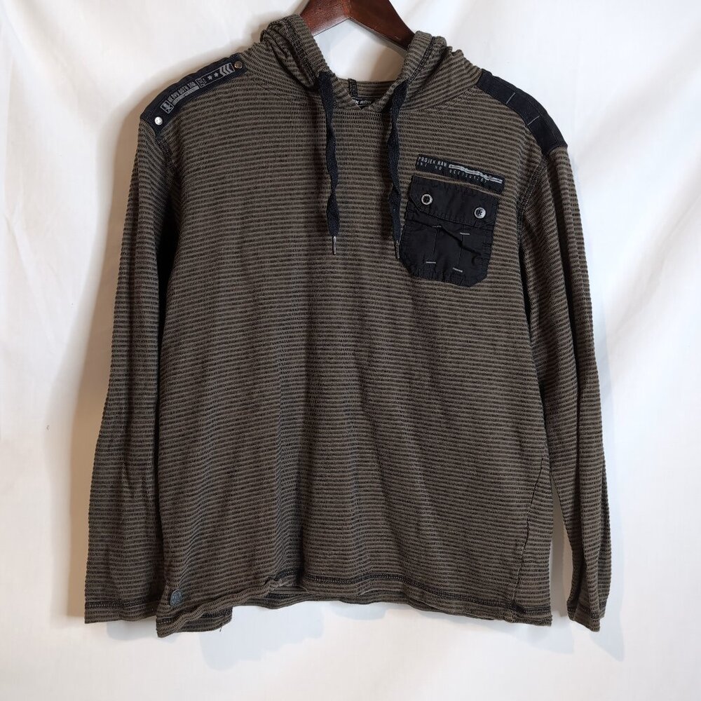 Projek Raw Women's Vintage Y2K Brown/Black Pullover Hoodie Military Army, Size M